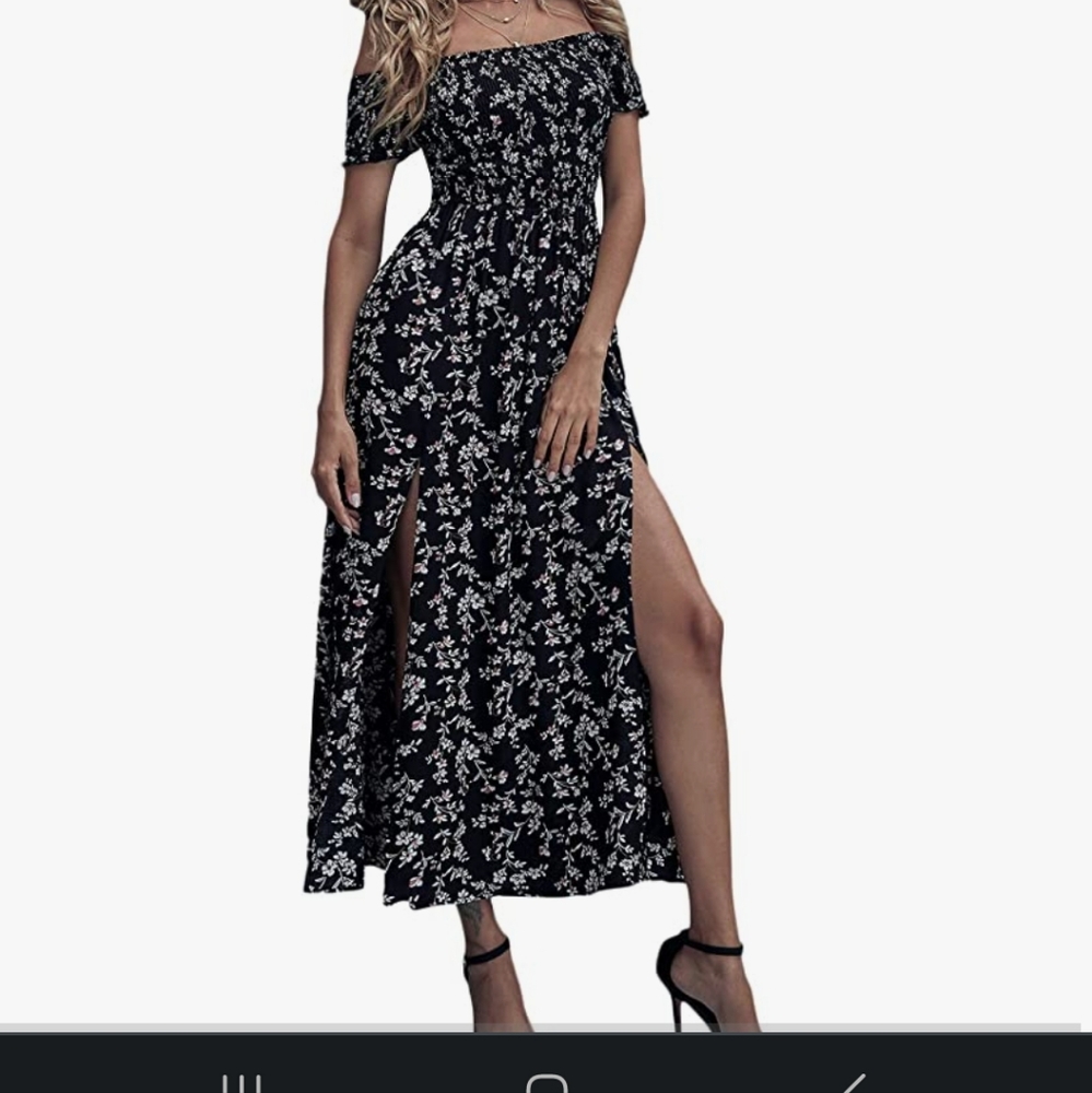 Smocked off-shoulder maxi